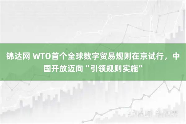 锦达网 WTO首个全球数字贸易规则在京试行，中国开放迈向“引领规则实施”