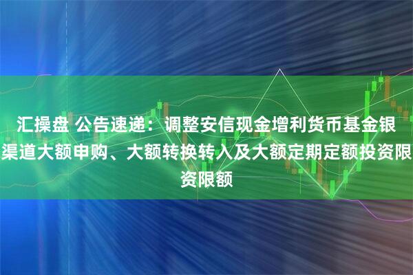 汇操盘 公告速递：调整安信现金增利货币基金银行渠道大额申购、大额转换转入及大额定期定额投资限额